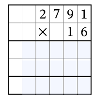 Multiplication posée avec une grille sans boites par les retenues