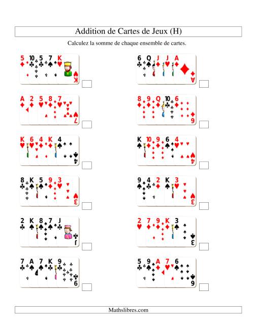 Addition de cinq cartes de jeu (H)