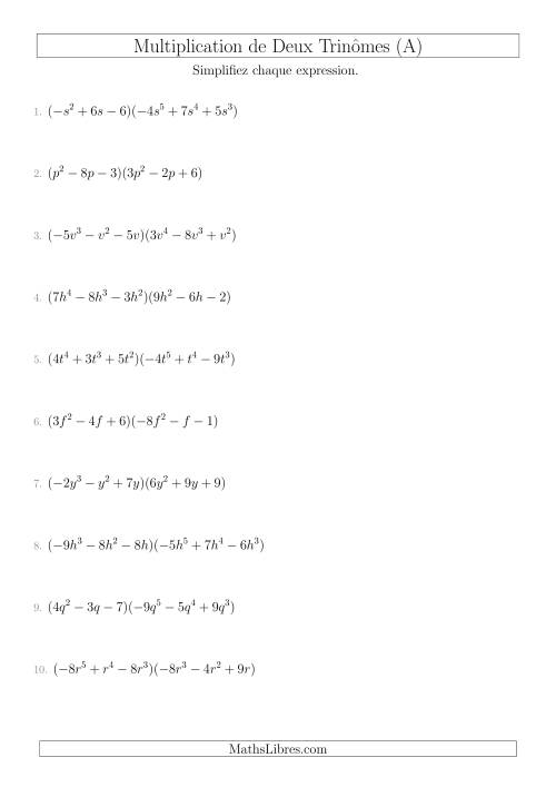 Multiplication de Deux Trinômes (A)