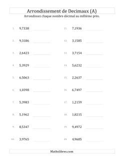 Faire l'Arrondi de Nombres Décimaux du Dix Millième au Millième
