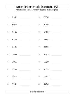 Faire l'Arrondi de Nombres Décimaux du Millième à l'Unité
