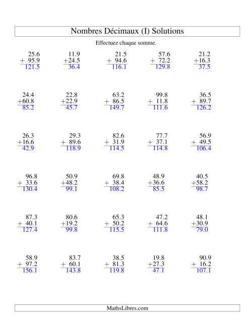 Addition de nombres décimaux (10,1 à 10,9) (I) page 2