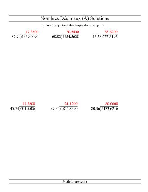Division de nombres décimaux (10,01 à 10,99) (A) page 2