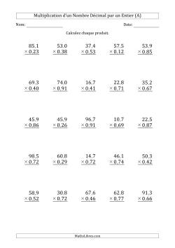 Multipication d'un Nombre à 3 Chiffres des Dixièmes par un Nombre à 2 Chiffres des Centièmes