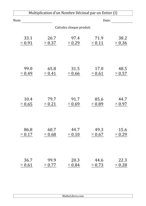 Multipication d'un Nombre à 3 Chiffres des Dixièmes par un Nombre à 2 Chiffres des Centièmes (I)