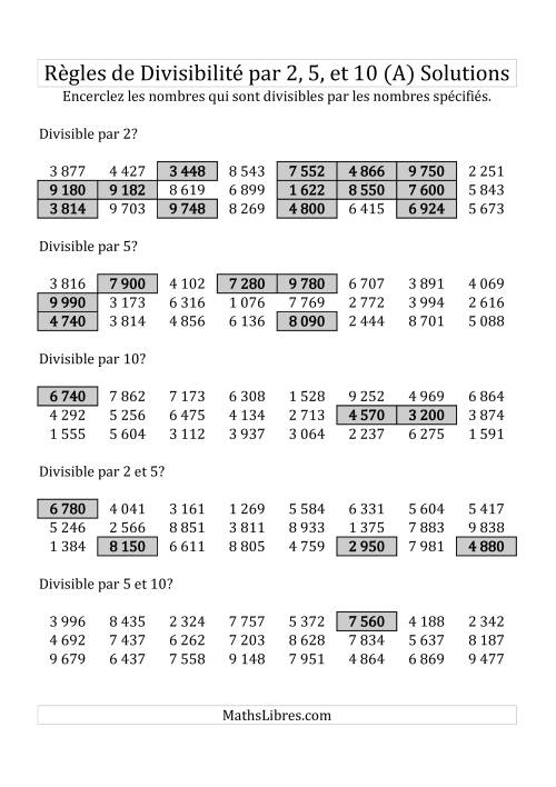 Divisibilité par 2, 5 et 10 -- 4-chiffres (A) page 2