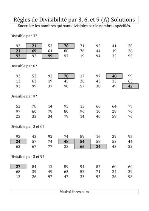 Divisibilité par 3, 6 et 9 -- 2-chiffres (A) page 2