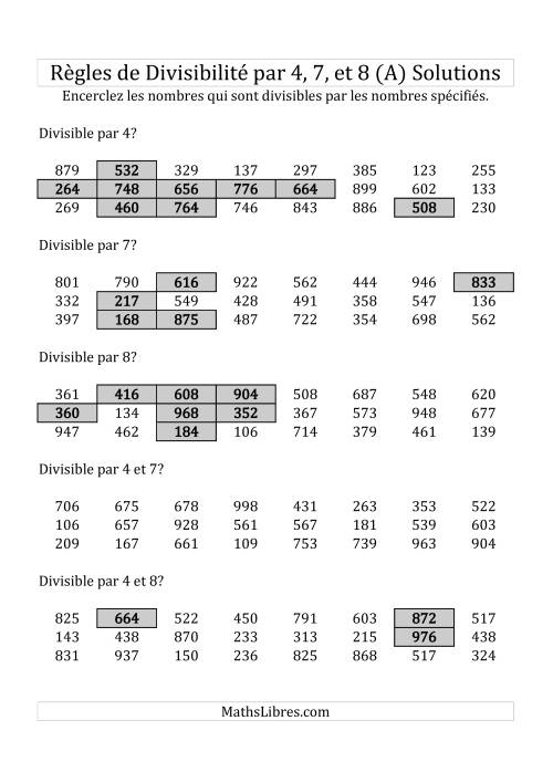 Divisibilité par 4, 7 et 8 -- 3-chiffres (A) page 2