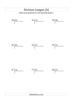 Diviseur à 2 Chiffres & Dividende à 2 Chiffres