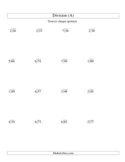 Division Longue -- Diviseur Un-Chiffre et Dividende Deux-Chiffres -- Quotient Décimal
