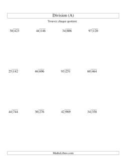 Division Longue -- Diviseur Deux-Chiffres et Dividende Trois-Chiffres -- Quotient Décimal
