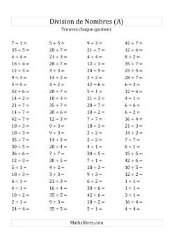 Division de Nombres Jusqu'à 49