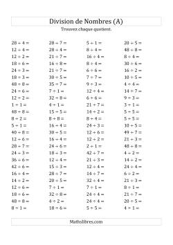 Division de Nombres Jusqu'à 64