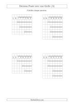 Division Posée Prompte d'un Nombre à 5 Chiffres par un Nombre à 2 Chiffres Avec l'Aide d'une Grille et Quelques Restes