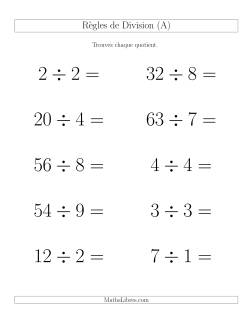 Règles de Division jusqu'à 81