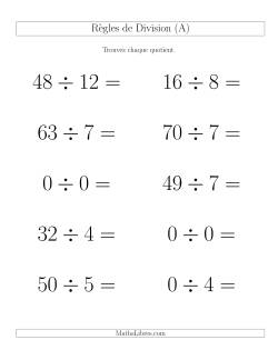 Règles de Division jusqu'à 144 -- Avec Zéros