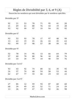 Divisibilité par 3, 6 et 9 -- 2-chiffres