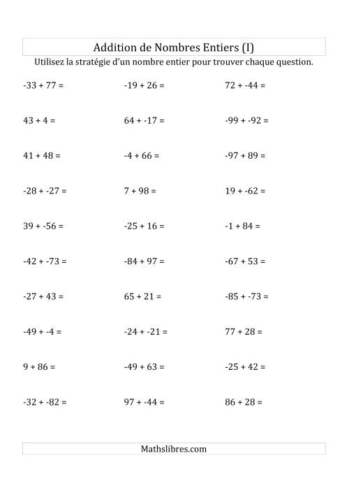 Addition de Nombres Entiers de (-99) à (+99) (Sans les Parenthèses) (I)