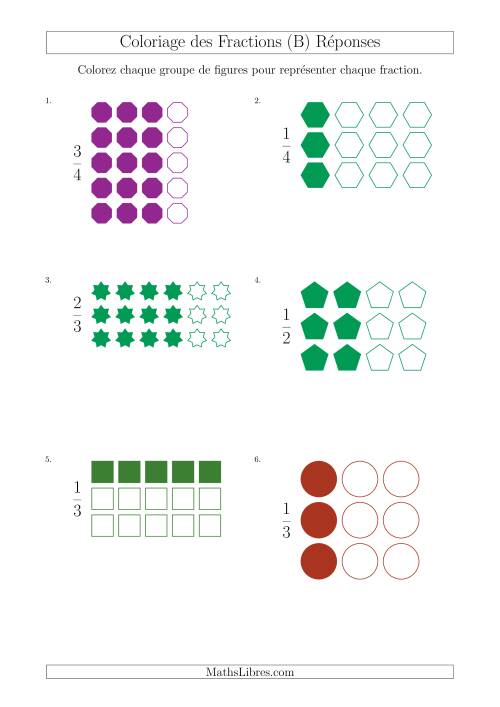 Coloriage De Groupes De Figures Pour Représenter Des Fractions (B)