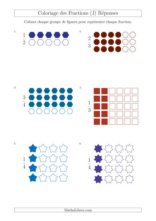 Coloriage de Groupes de Figures pour Représenter des Fractions (J) page 2
