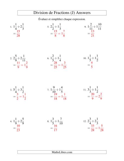 Division et Simplification de Fractions Mixtes (J) page 2
