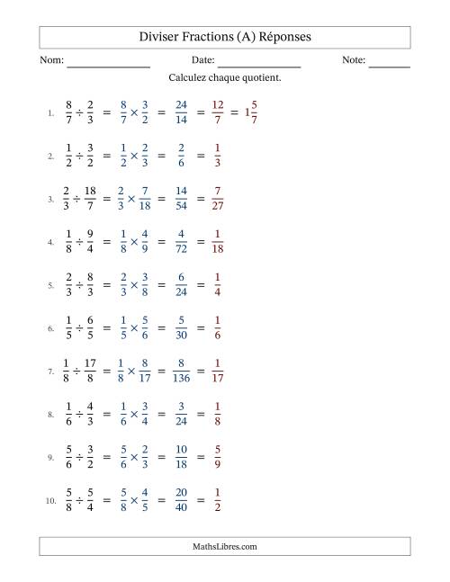 Diviser fractions propres e impropres, et avec simplification dans tous les problèmes (Remplissable) (A) page 2