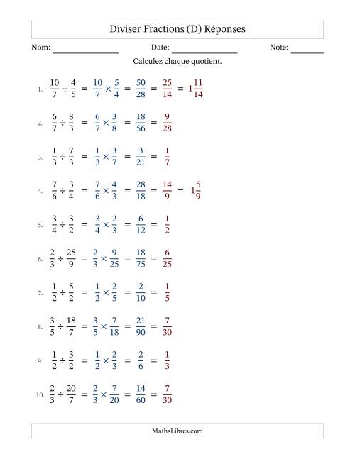 Diviser fractions propres e impropres, et avec simplification dans tous les problèmes (Remplissable) (D) page 2