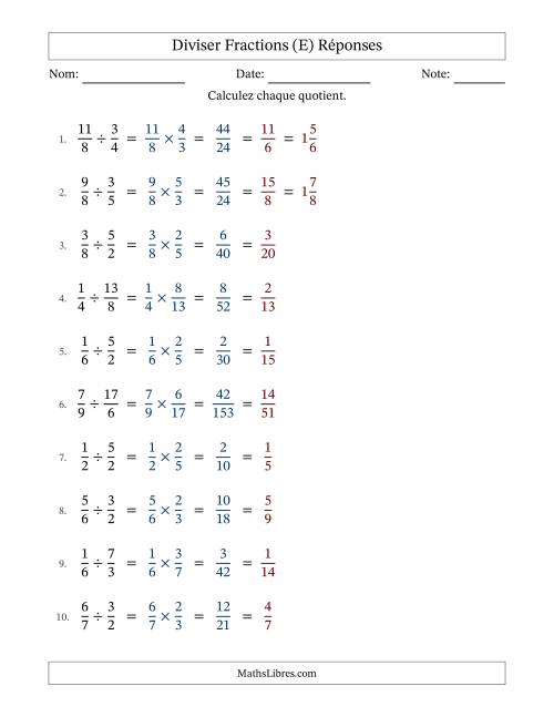 Diviser fractions propres e impropres, et avec simplification dans tous les problèmes (Remplissable) (E) page 2