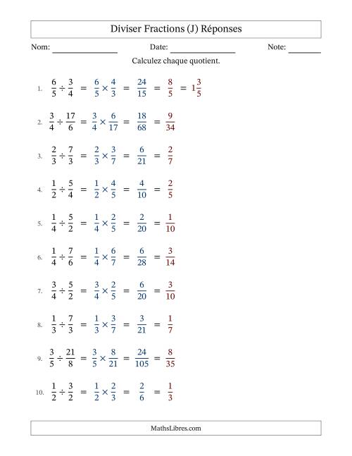 Diviser fractions propres e impropres, et avec simplification dans tous les problèmes (Remplissable) (J) page 2