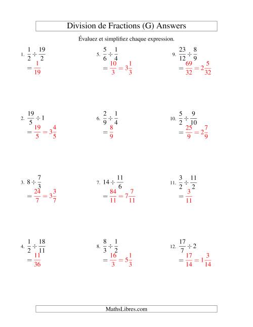 Division et Simplification de Fractions (G) page 2