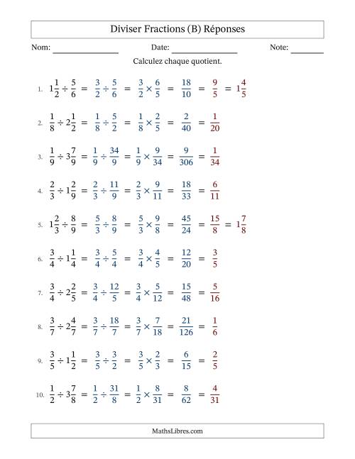 Division et Simplification de Fractions Mixtes (B) page 2