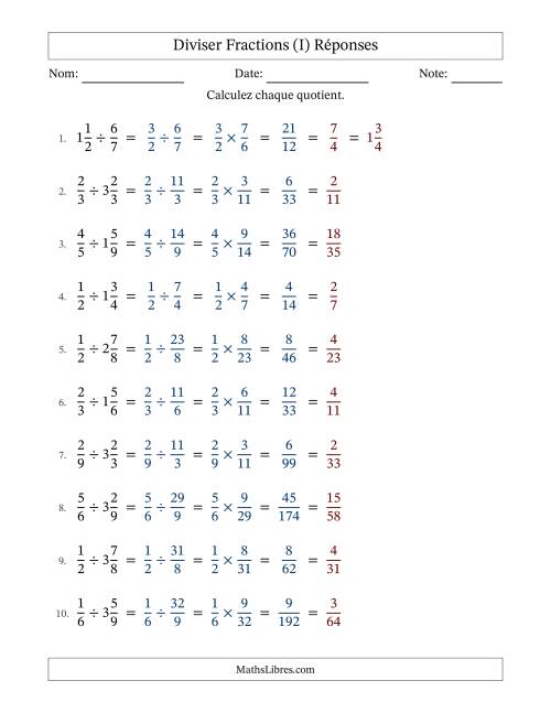 Diviser fractions propres et mixtes, et avec simplification dans tous les problèmes (Remplissable) (I) page 2