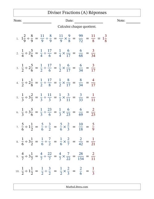 Diviser fractions propres et mixtes, et avec simplification dans tous les problèmes (Remplissable) (Tout) page 2