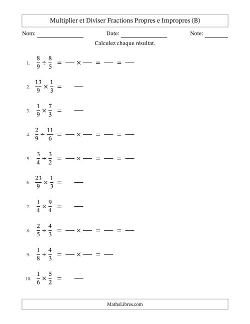 Multiplication et Division de Fractions (B)