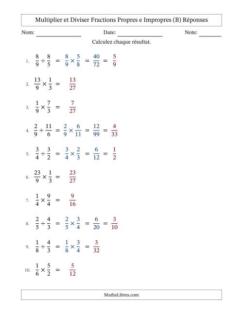 Multiplication et Division de Fractions (B) page 2