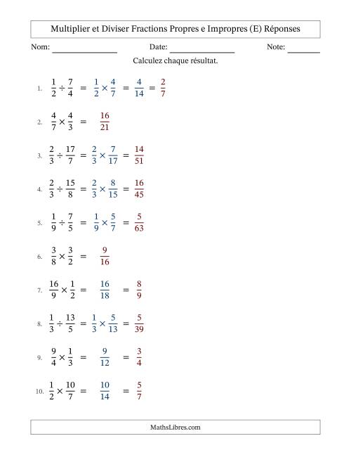 Multiplication et Division de Fractions (E) page 2
