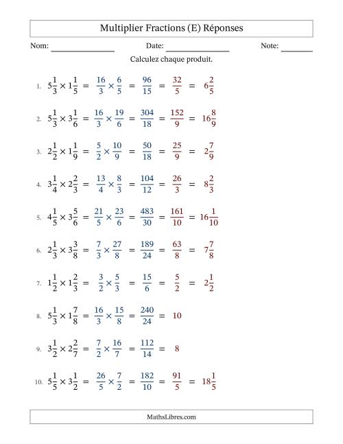 Multiplier deux fractions mixtes (E) page 2