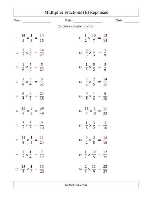 Multiplier fractions propres e impropres, et sans simplification (Remplissable) (E) page 2