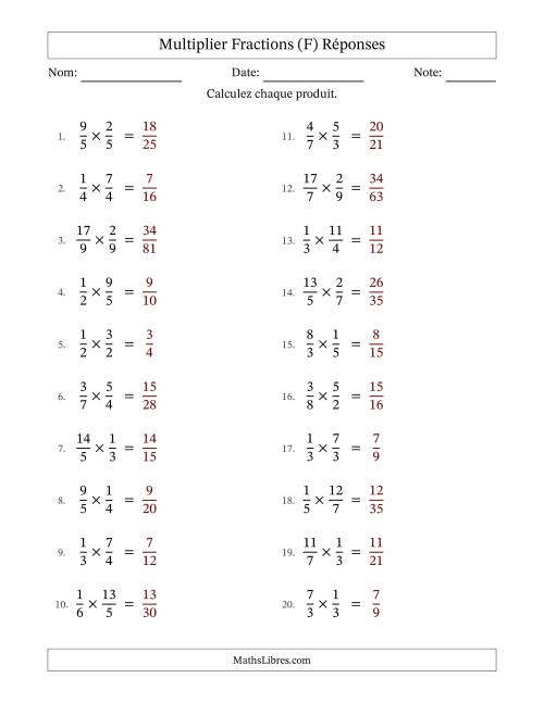 Multiplier fractions propres e impropres, et sans simplification (Remplissable) (F) page 2