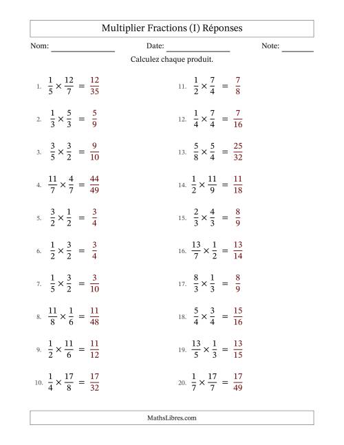 Multiplier fractions propres e impropres, et sans simplification (Remplissable) (I) page 2