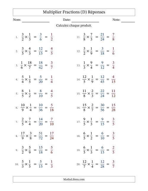 Multiplier fractions propres e impropres, et avec simplification dans tous les problèmes (Remplissable) (D) page 2