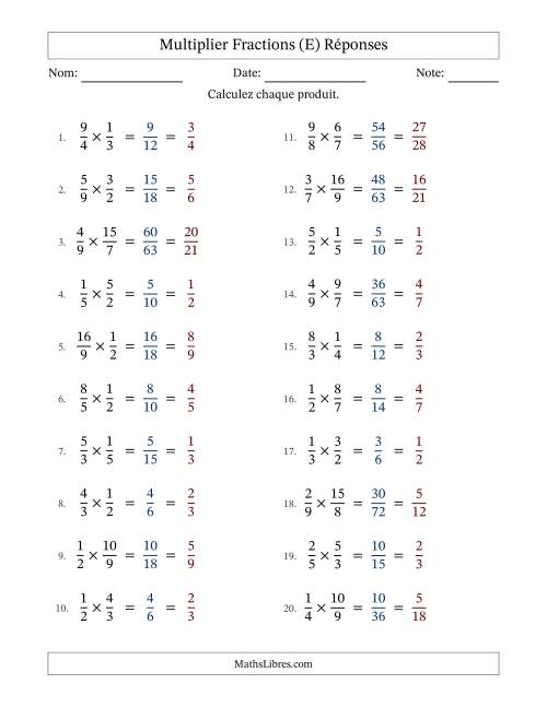 Multiplier fractions propres e impropres, et avec simplification dans tous les problèmes (Remplissable) (E) page 2