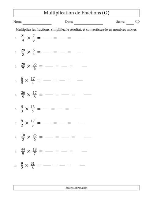 Multiplier et Simplifier Deux Fractions Impropres (G)