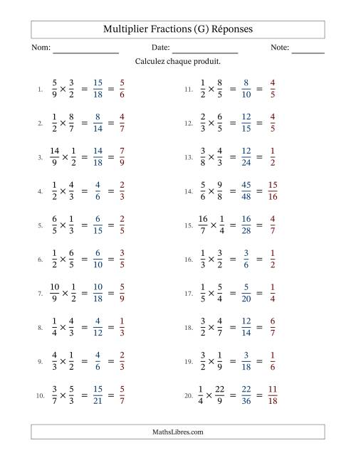 Multiplier fractions propres e impropres, et avec simplification dans tous les problèmes (Remplissable) (G) page 2