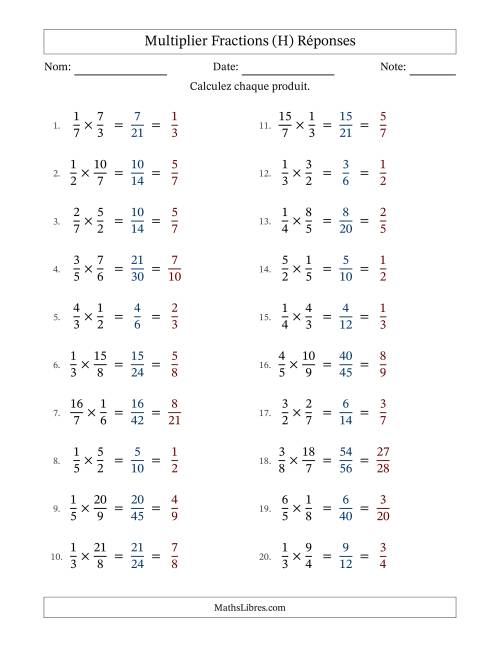 Multiplier fractions propres e impropres, et avec simplification dans tous les problèmes (Remplissable) (H) page 2