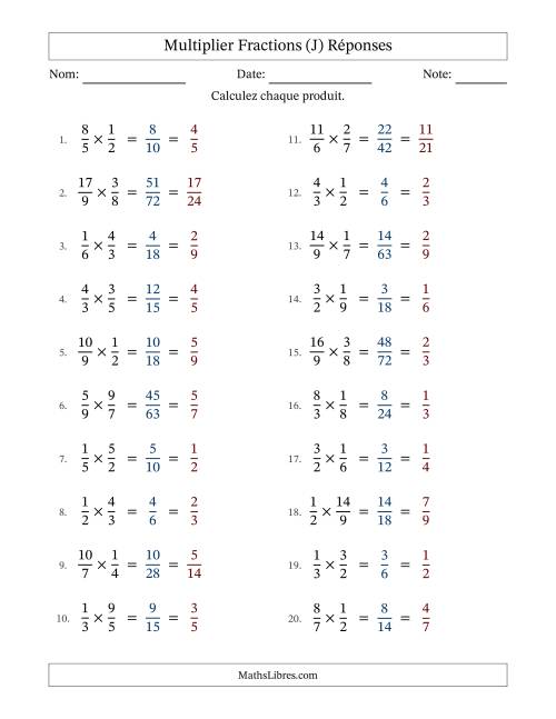 Multiplier fractions propres e impropres, et avec simplification dans tous les problèmes (Remplissable) (J) page 2