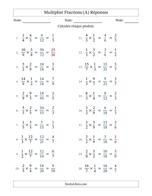 Multiplier fractions propres e impropres, et avec simplification dans tous les problèmes (Remplissable) (Tout) page 2