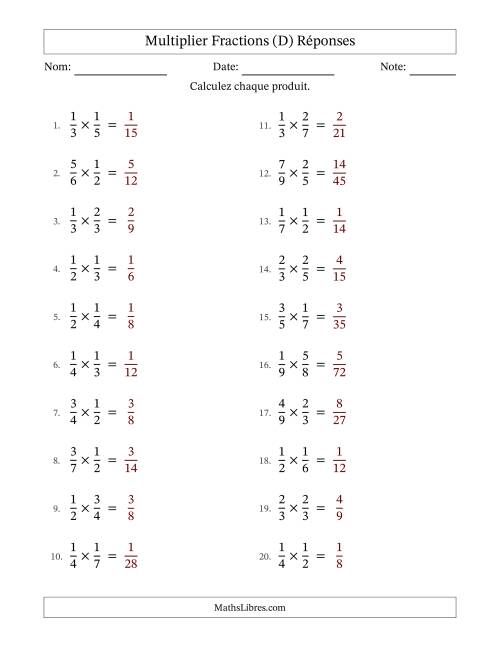 Multiplier Deux Fractions Propres (D) page 2