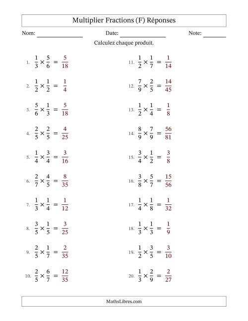 Multiplier deux fractions propres, et sans simplification (Remplissable) (F) page 2