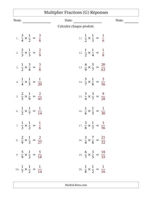 Multiplier Deux Fractions Propres (G) page 2